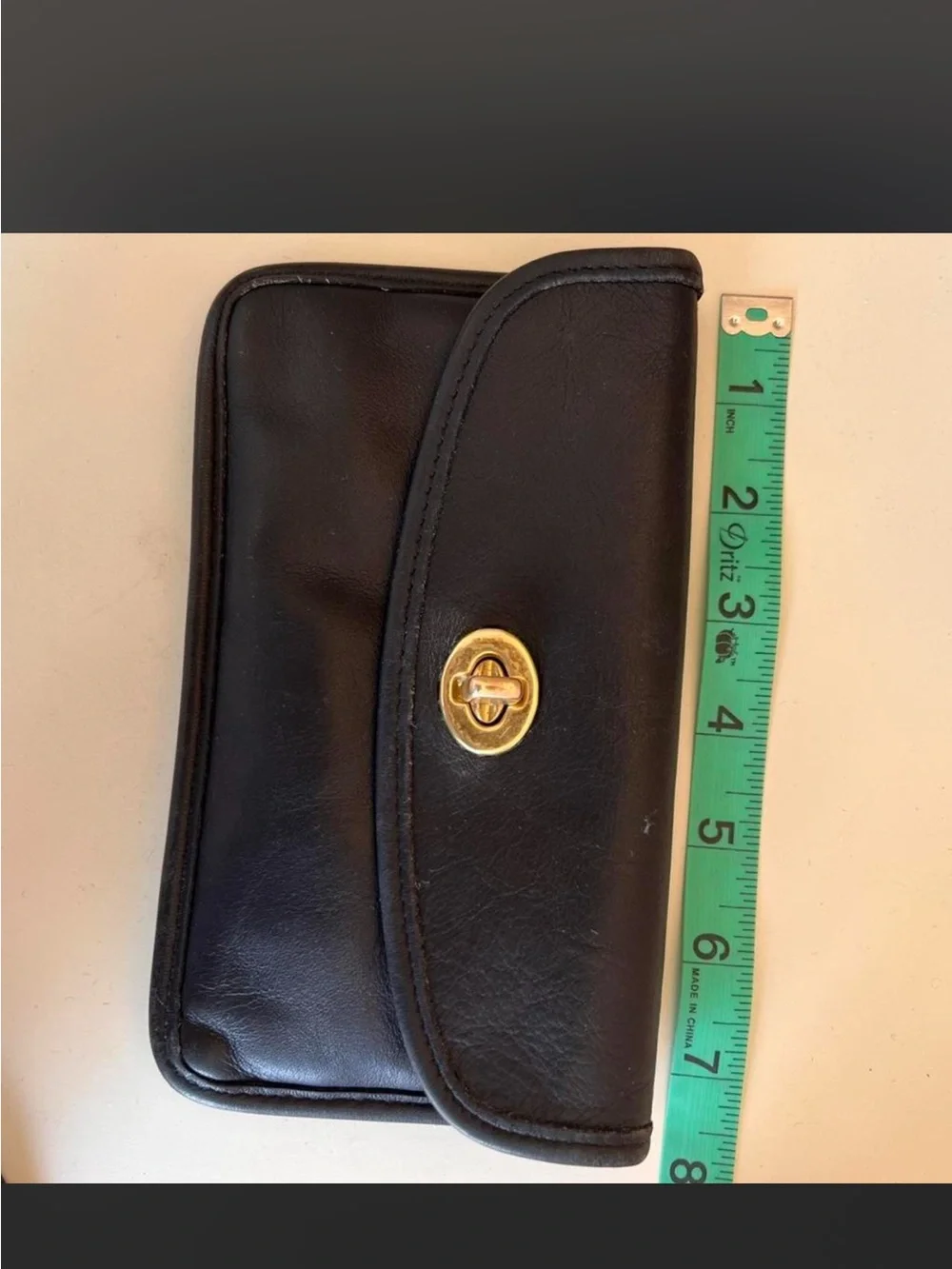 Coach Black Leather wallet with Gold Turnlock